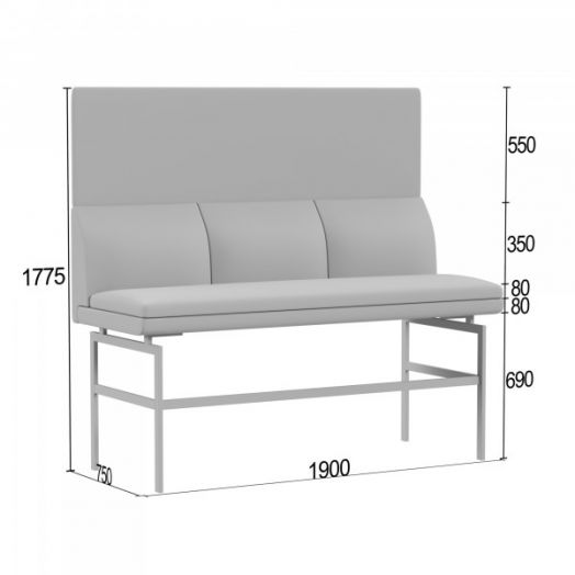 Диванная секция барная Асмунг В тройная без подлокотников