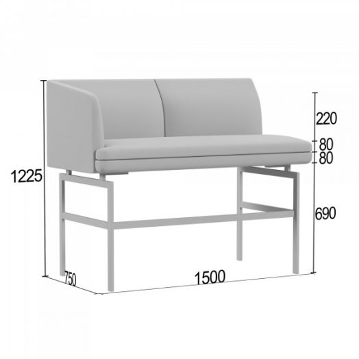 Диванная секция барная Асмунг А двойная с одним подлокотником