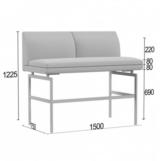Диванная секция барная Асмунг А двойная без подлокотников