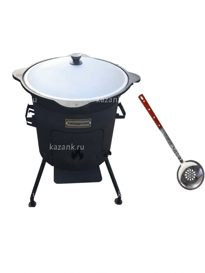 Казан 8л+печь с дверцей без трубы+шумовка