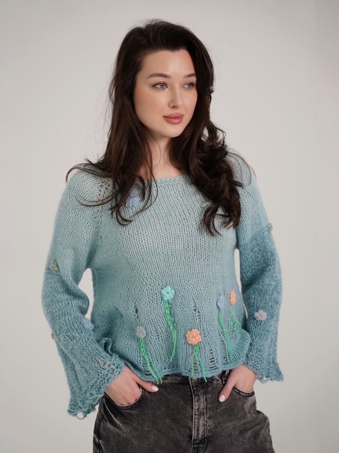 Паутинка голубая с цветочками