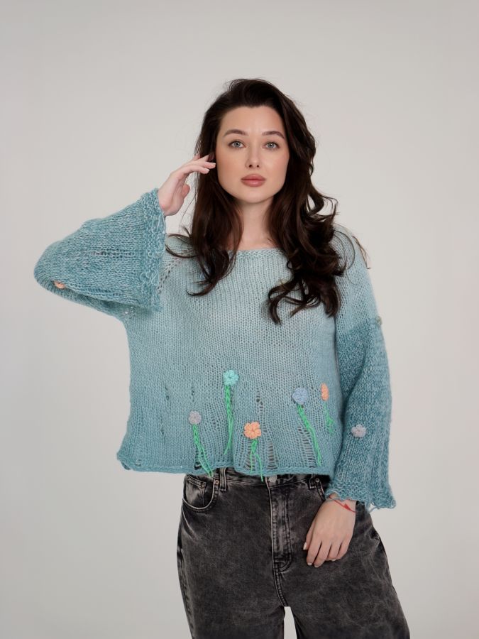 Паутинка голубая с цветочками