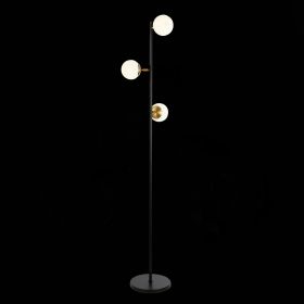 SLE220405-03 Светильник напольный Черный, Латунь/Белый E27 3*60W