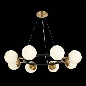 SLE220403-08 Светильник подвесной Черный, Латунь/Белый E27 8*60W