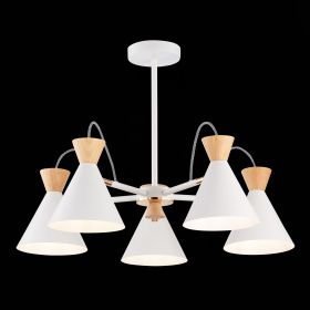 SLE125102-05 Светильник потолочный Белый, Золотистый/Белый, Светлое дерево E14 5*40W.