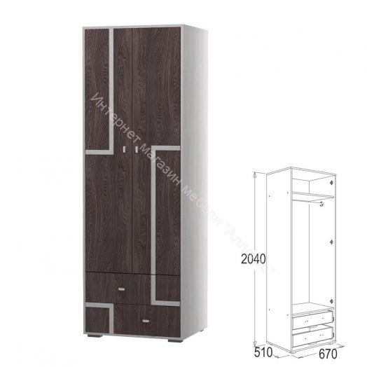 Шкаф 2-х дверный для одежды Омега 16