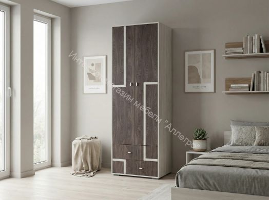 Шкаф 2-х дверный для белья Омега 16 с полками