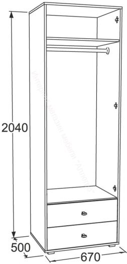 Шкаф 2-х дверный для одежды Омега 18