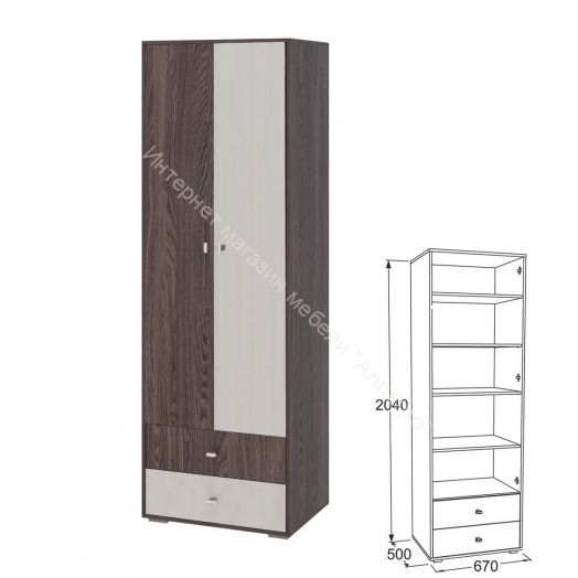 Шкаф 2-х дверный для белья Омега 18