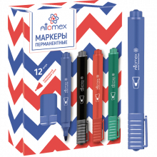 Маркер перманентный "Attomex" круглый корпус, пулевидный наконечник, ширина линии 3 мм, синий 5043500