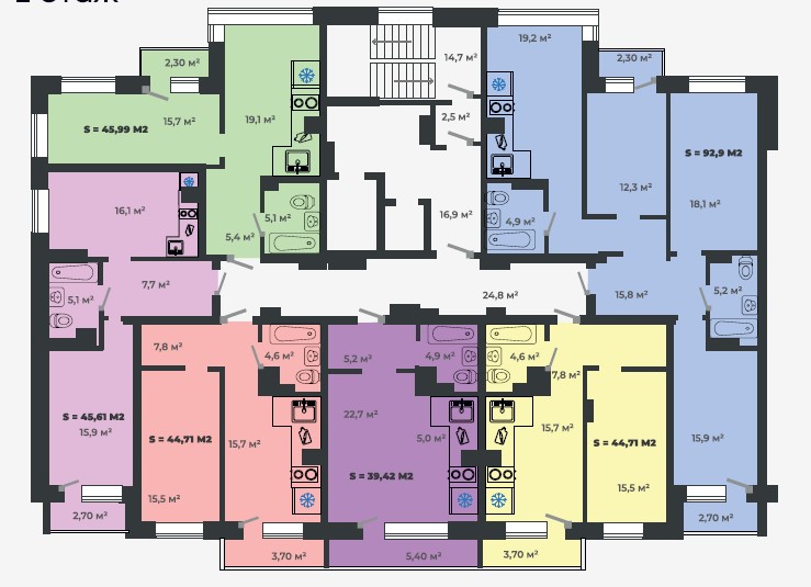 1-комнатная квартира 45,99кв.м. Чертыгашева 164
