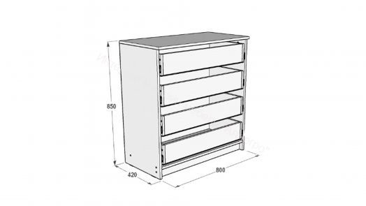 Комод Ольга 6 с 4-я ящиками Кашемир
