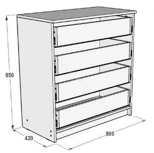 Комод Ольга 6 с 4-я ящиками Серый шифер