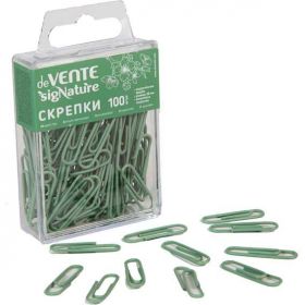 Скрепки 28мм 100шт. deVENTE "sigNATURE" 4135511 оливковый,овал.,пластик/к