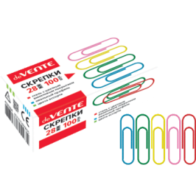 Скрепки металлические "deVENTE" овальные цветные 28 мм, 100 шт в картонной коробке 4135324