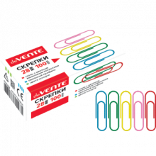 Скрепки металлические "deVENTE" овальные цветные 28 мм, 100 шт в картонной коробке 4135324