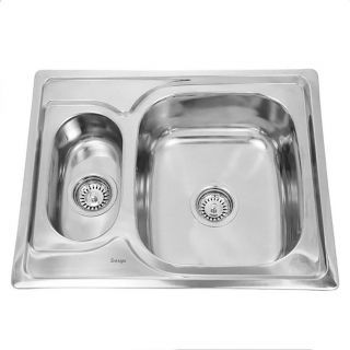 мойка для кухни врезная из нержавеющей стали 63х50 см.2 чаши SINKLIGHT N 6350 U 0.8/180 1.5D декор