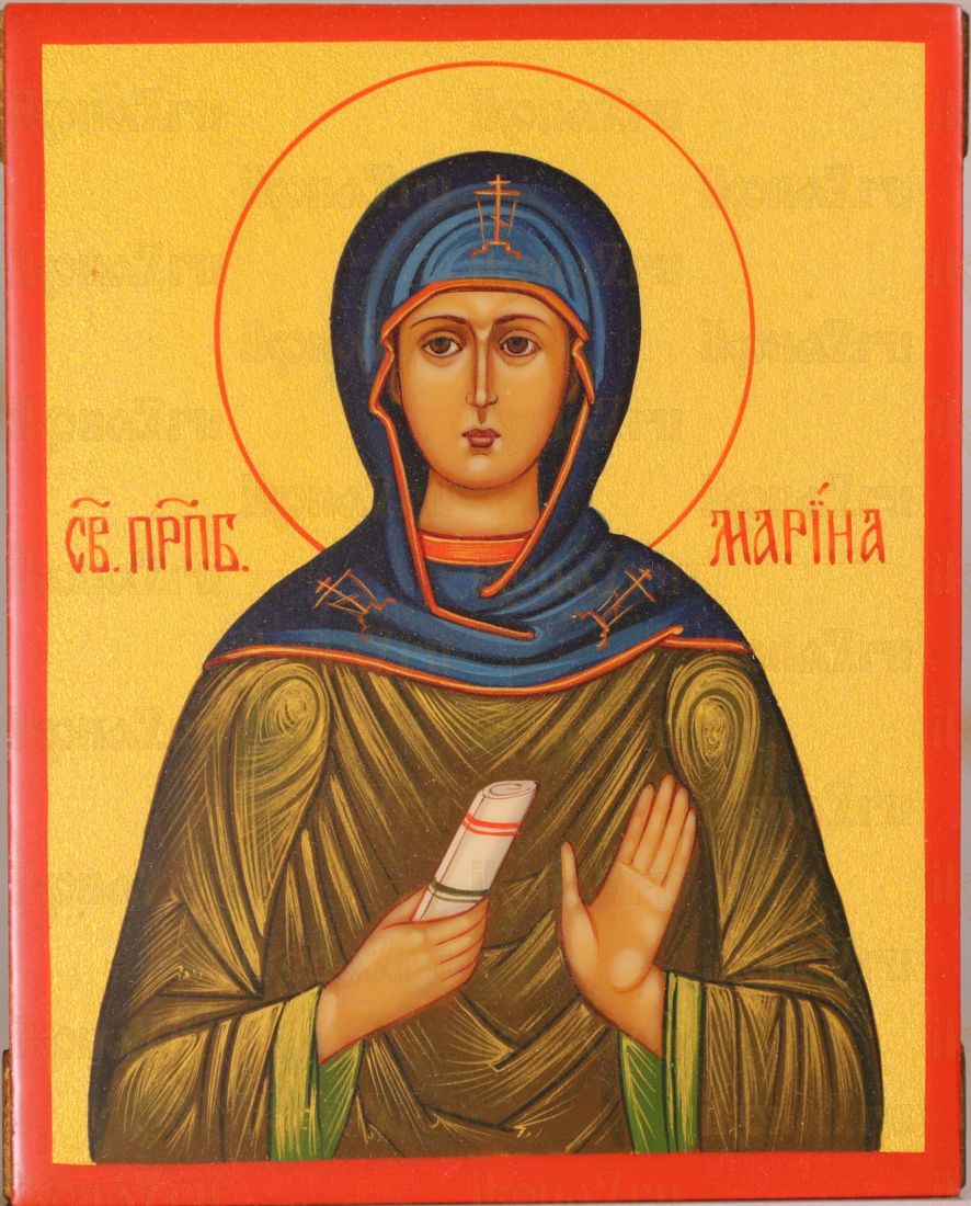 Рукописная икона Марина Берийская (Македонская) 13х16 см