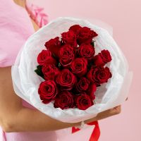 Красная роза 15шт (40см)