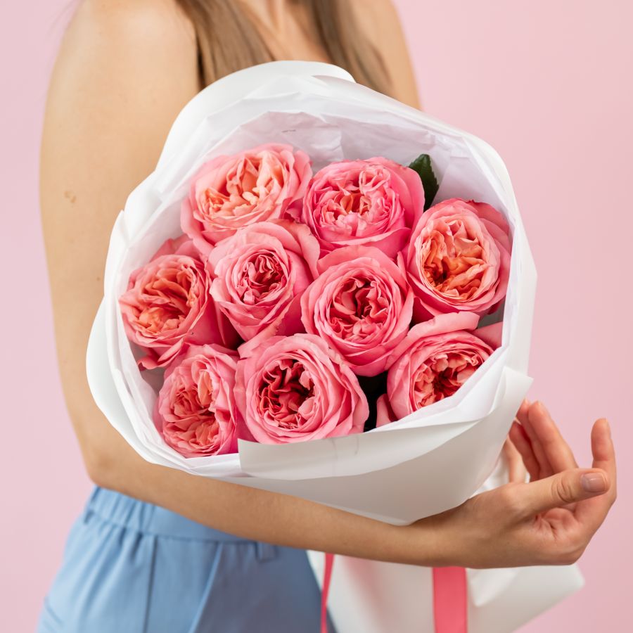 Пионовидная роза 9шт (Пинк Экспрешн)