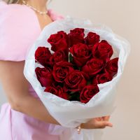 Красная роза 15шт в упаковке (60см)