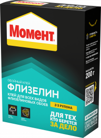 Клей Обойный Момент Флизелин 0.2кг для Всех Видов Флизелиновых Обоев.