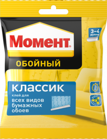 Клей Обойный Момент Классик 0.1кг для Всех Видов Бумажных Обоев.
