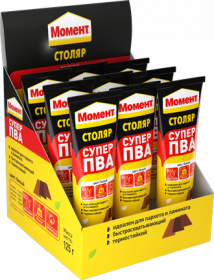Клей Момент Столяр Столяр ПВА D2 0.125кг для Склеивания Всех Пород Дерева.