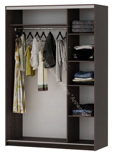 Шкаф-купе "Мираж 15.1" 2-х дверный с зеркалом Венге/Млечный дуб