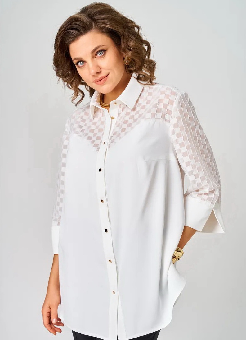 Блузка рубашка шелковая с длинным рукавом