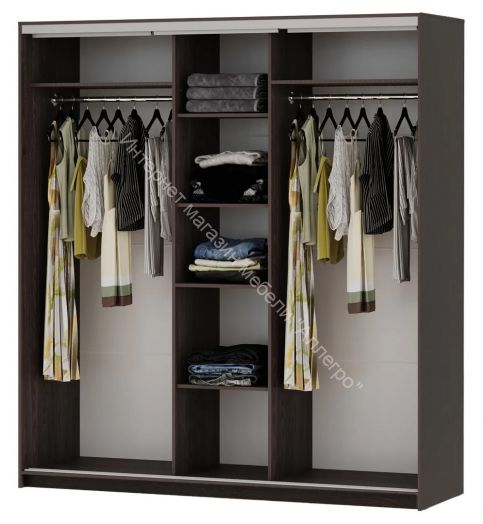 Шкаф-купе "Мираж 20.1" 3-х дверный с зеркалом Венге