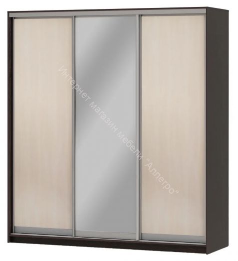 Шкаф-купе "Мираж 20.1" 3-х дверный с зеркалом Венге/Млечный дуб
