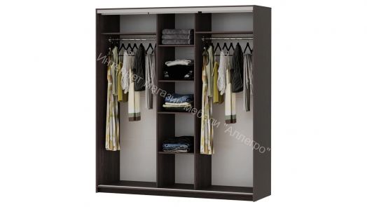 Шкаф-купе "Мираж 20.1" 3-х дверный с зеркалом Венге/Млечный дуб