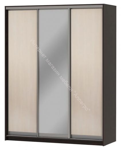 Шкаф-купе "Мираж 17.1" 3-х дверный с зеркалом Венге/Млечный дуб