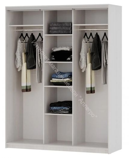 Шкаф-купе "Мираж 17.1" 3-х дверный с зеркалом Ясень анкор светлый