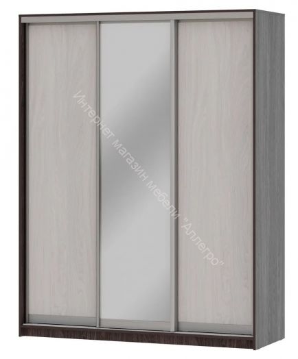 Шкаф-купе "Мираж 17.1" 3-х дверный с зеркалом Ясень анкор темный/Ясень анкор светлый