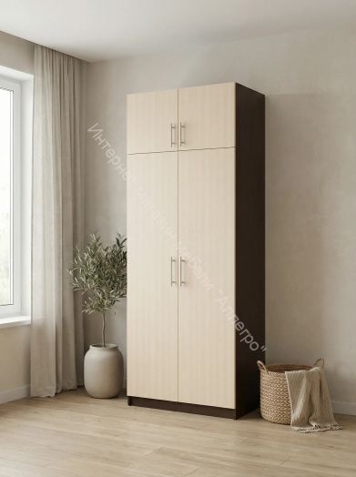 Шкаф 2-х дверный Флагман 4 с перегородкой Венге/Млечный дуб