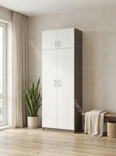 Шкаф 2-х дверный Флагман 4 с перегородкой Ясень анкор темный/Ясень анкор светлый