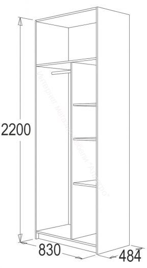 Шкаф 2-х дверный Флагман 4 с перегородкой Ясень анкор темный/Ясень анкор светлый