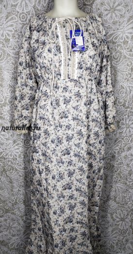 Платье в народном стиле синее