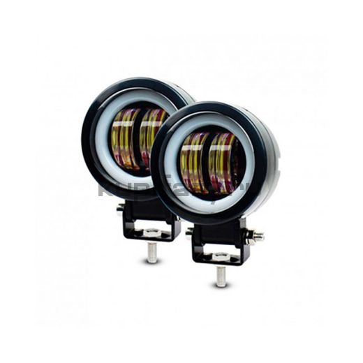 Комплект круглых светодиодных фар 40 Вт ДХО c СТГ на мото и авто FR2112
