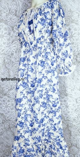 Платье в народном стиле синие розы
