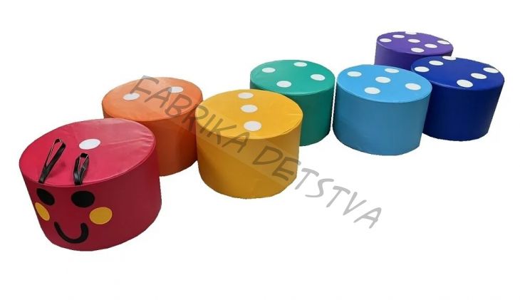 Набор детских игровых пуфиков Гусеничка-Радуга