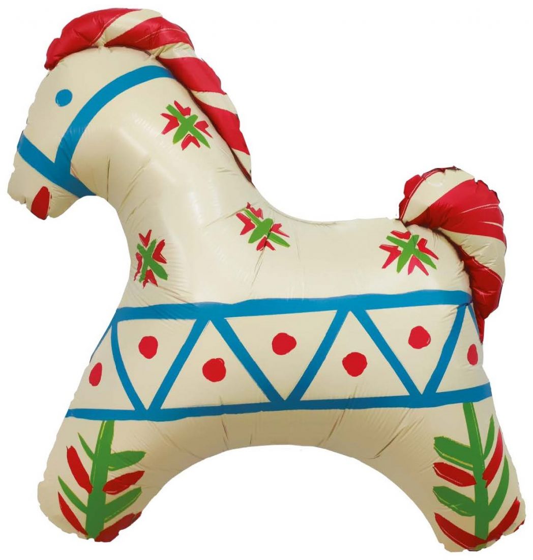 Лошадка русский узор яркий шар фольгированный фигурный с гелием