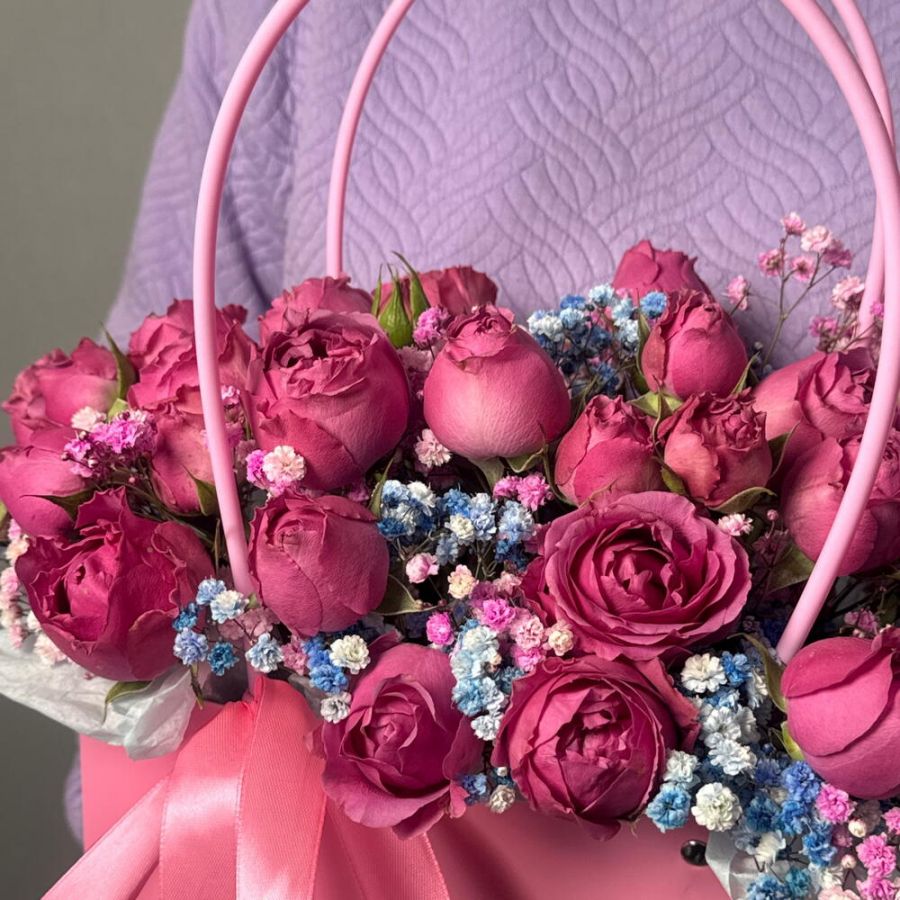 Сумочка розовая с Мисти баблс и гипсофилой