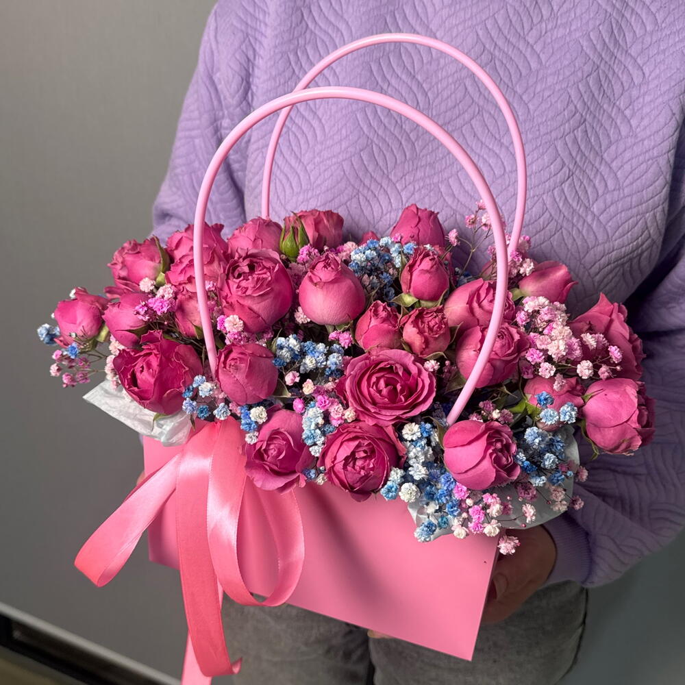 Сумочка розовая с Мисти баблс и гипсофилой