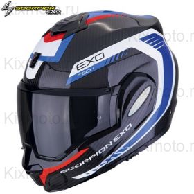 Шлем Scorpion EXO Tech Evo Carbon Cosy, красно-синий