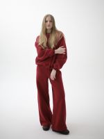 Брюки с начесом брусника