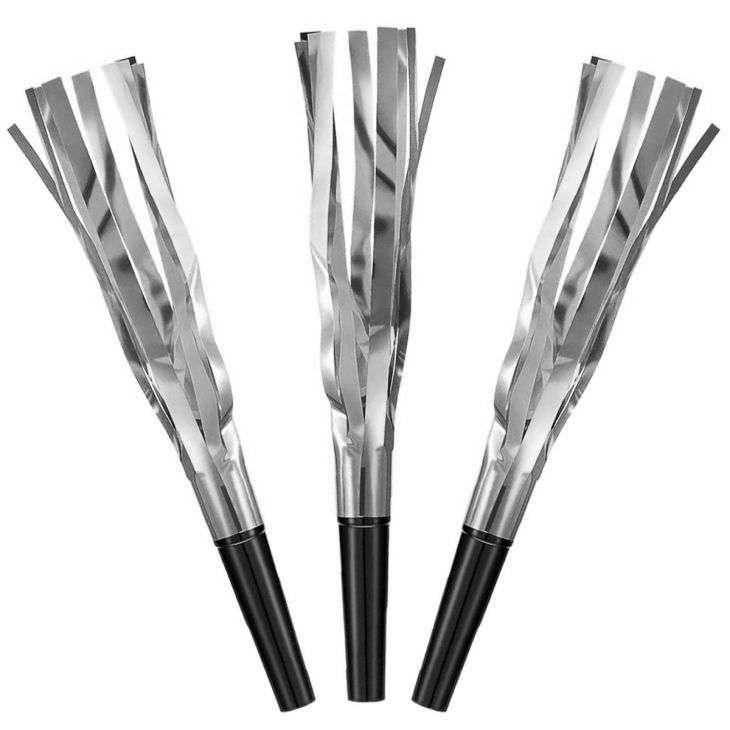 Карнавальные гудки, Шумчики, Серебро, Металлик, 16 см, 6 шт