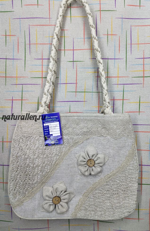 Сумка льняная летняя "Цветы"рис 2